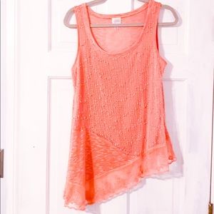 Sleeveless peach scoop neck by Cupio